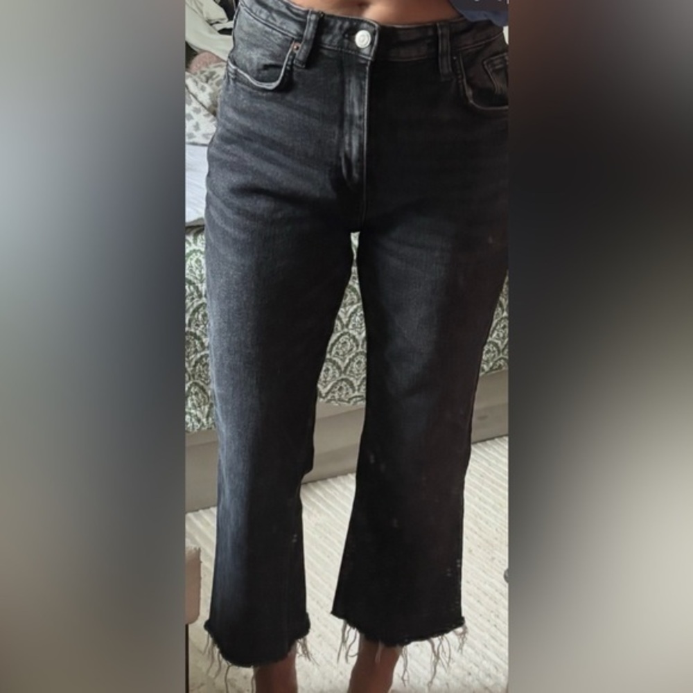 Zara black cropped boot Leg high waisted Jeans size 6